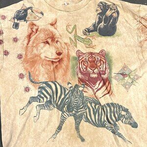 Vtg Harlequin NG Safari Animals TShirt 1994 Single Stitch USA Made Hanes XL